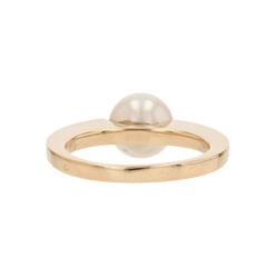 Bague Solitaire en or jaune, perle et diamants - Castafiore