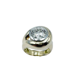 Bague Solitaire en or jaune, platine et diamant - Castafiore