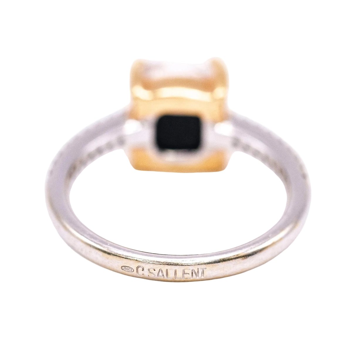 Bague Solitaire en or jaune, quartz, cristal de roche, onyx et diamants - Castafiore