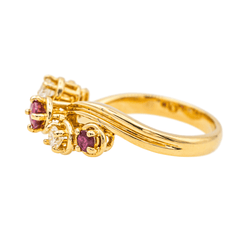 Bague Solitaire en or jaune, rubis et diamants - Castafiore