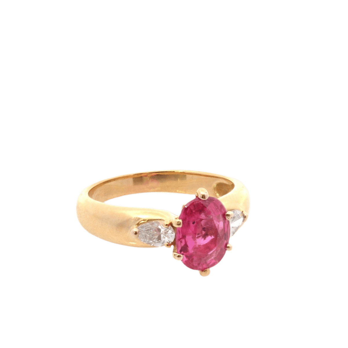 Bague Solitaire en or jaune, rubis et diamants - Castafiore