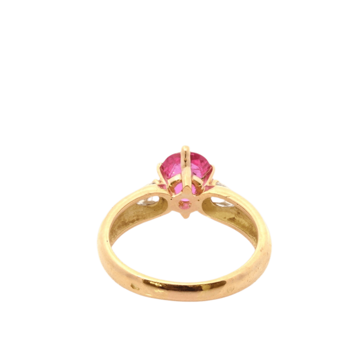 Bague Solitaire en or jaune, rubis et diamants - Castafiore