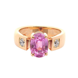 Bague Solitaire en or jaune, saphir, et diamants - Castafiore