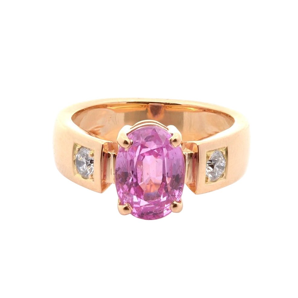 Bague Solitaire en or jaune, saphir, et diamants - Castafiore