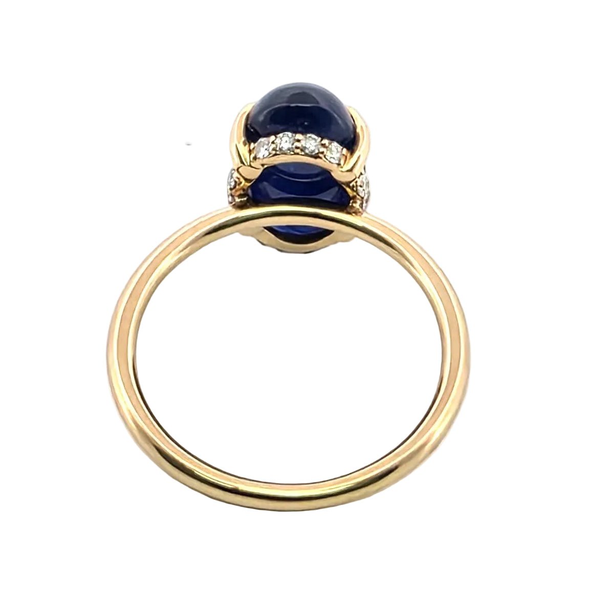 Bague Solitaire en or jaune, saphir et diamants - Castafiore