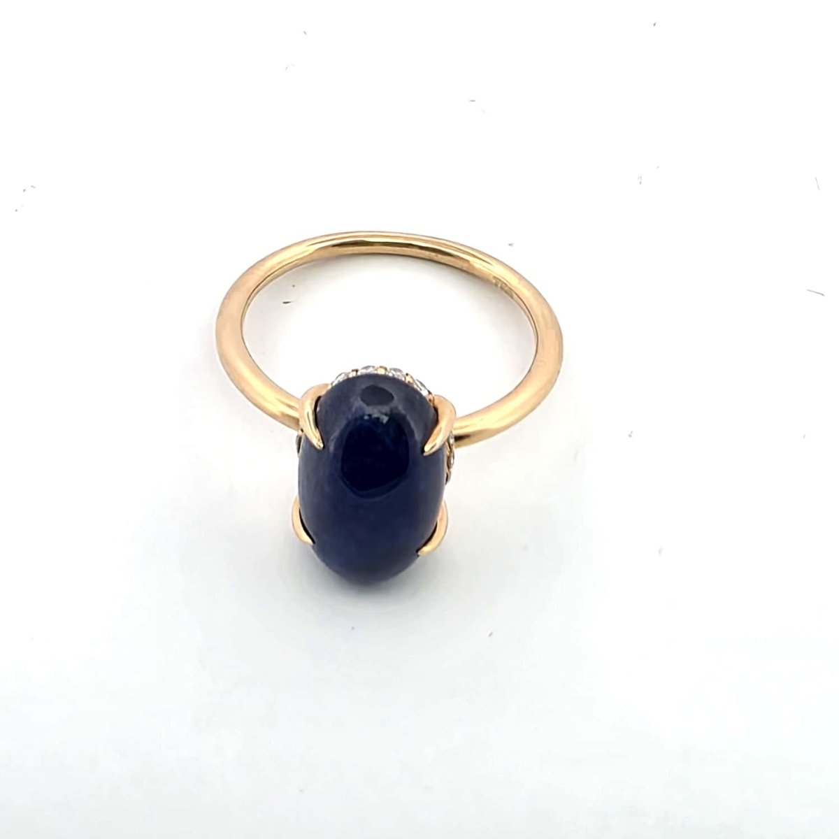 Bague Solitaire en or jaune, saphir et diamants - Castafiore
