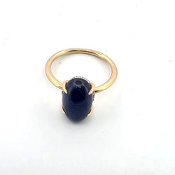 Bague Solitaire en or jaune, saphir et diamants - Castafiore