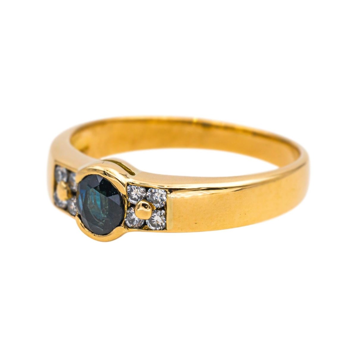 Bague Solitaire en or jaune, saphir et diamants - Castafiore