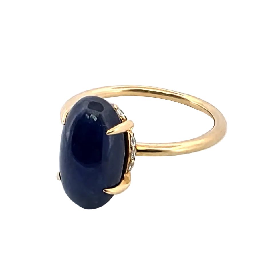 Bague Solitaire en or jaune, saphir et diamants - Castafiore