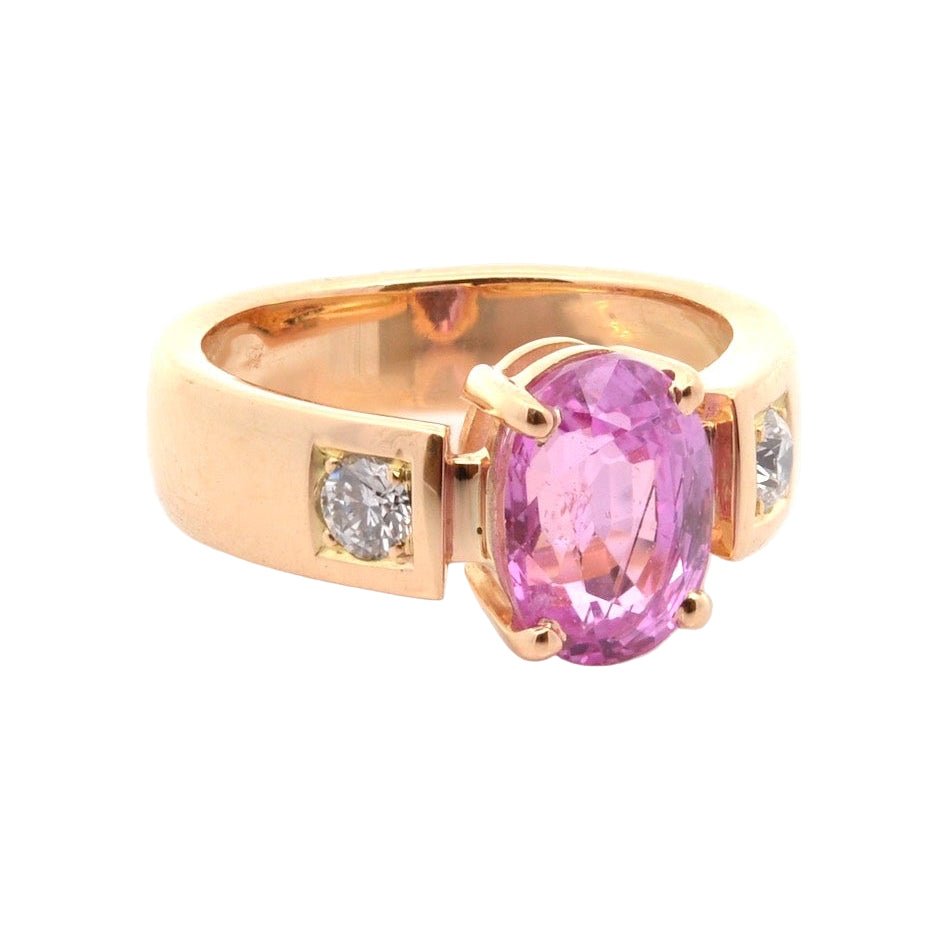 Bague Solitaire en or jaune, saphir, et diamants - Castafiore