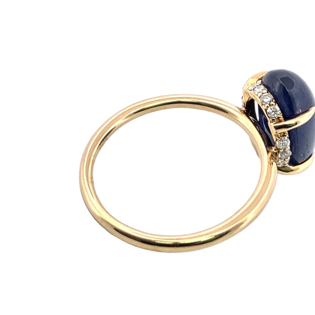 Bague Solitaire en or jaune, saphir et diamants - Castafiore