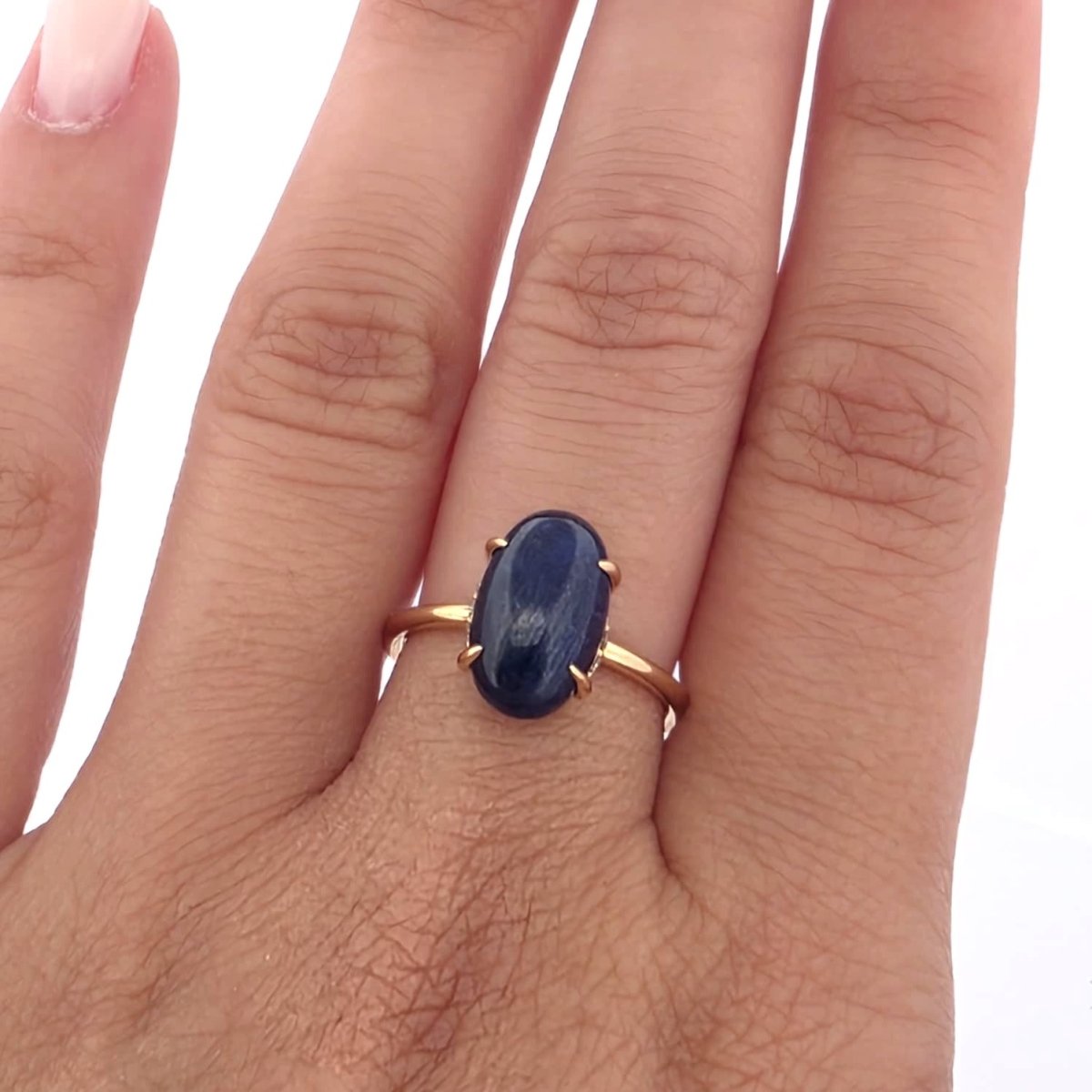 Bague Solitaire en or jaune, saphir et diamants - Castafiore