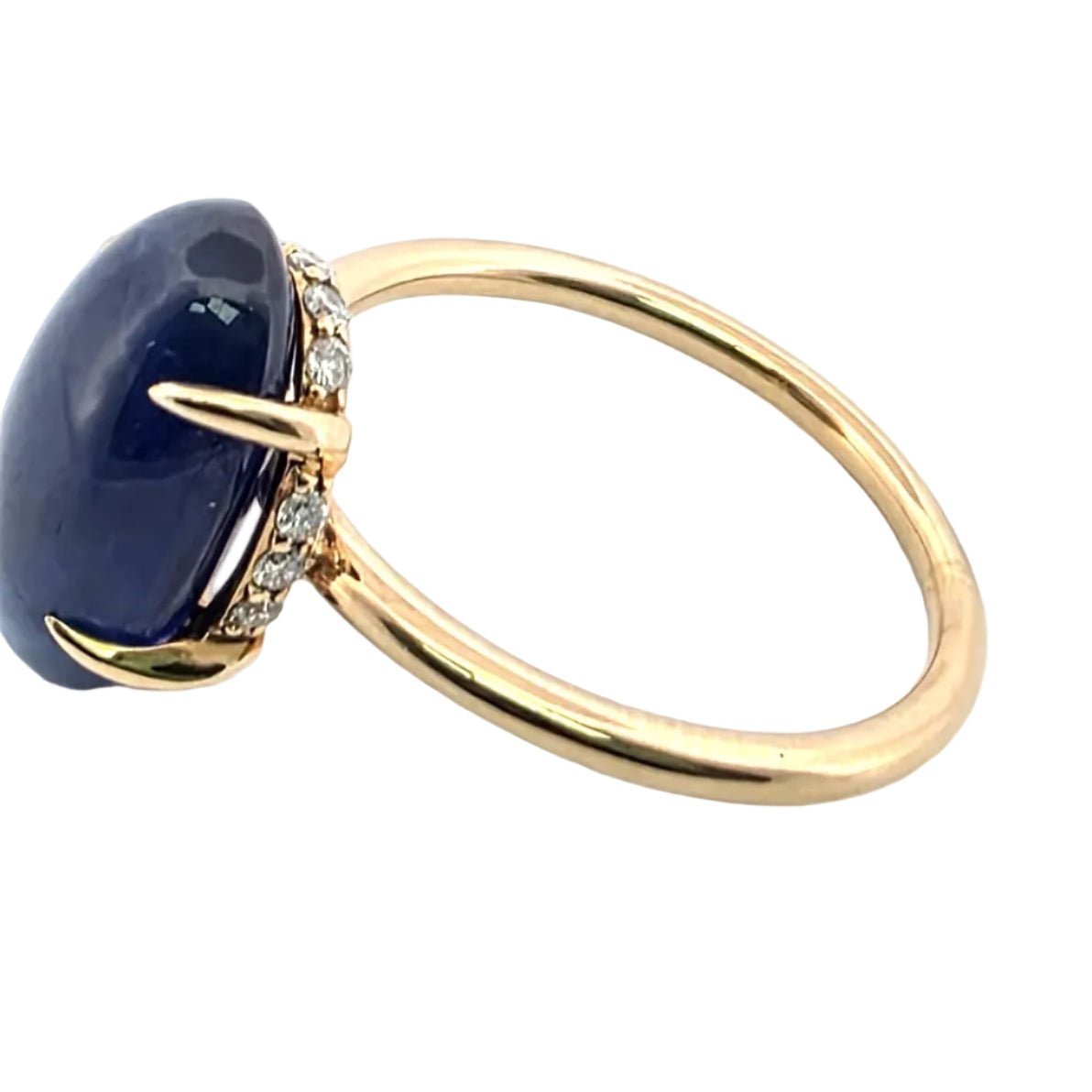 Bague Solitaire en or jaune, saphir et diamants - Castafiore