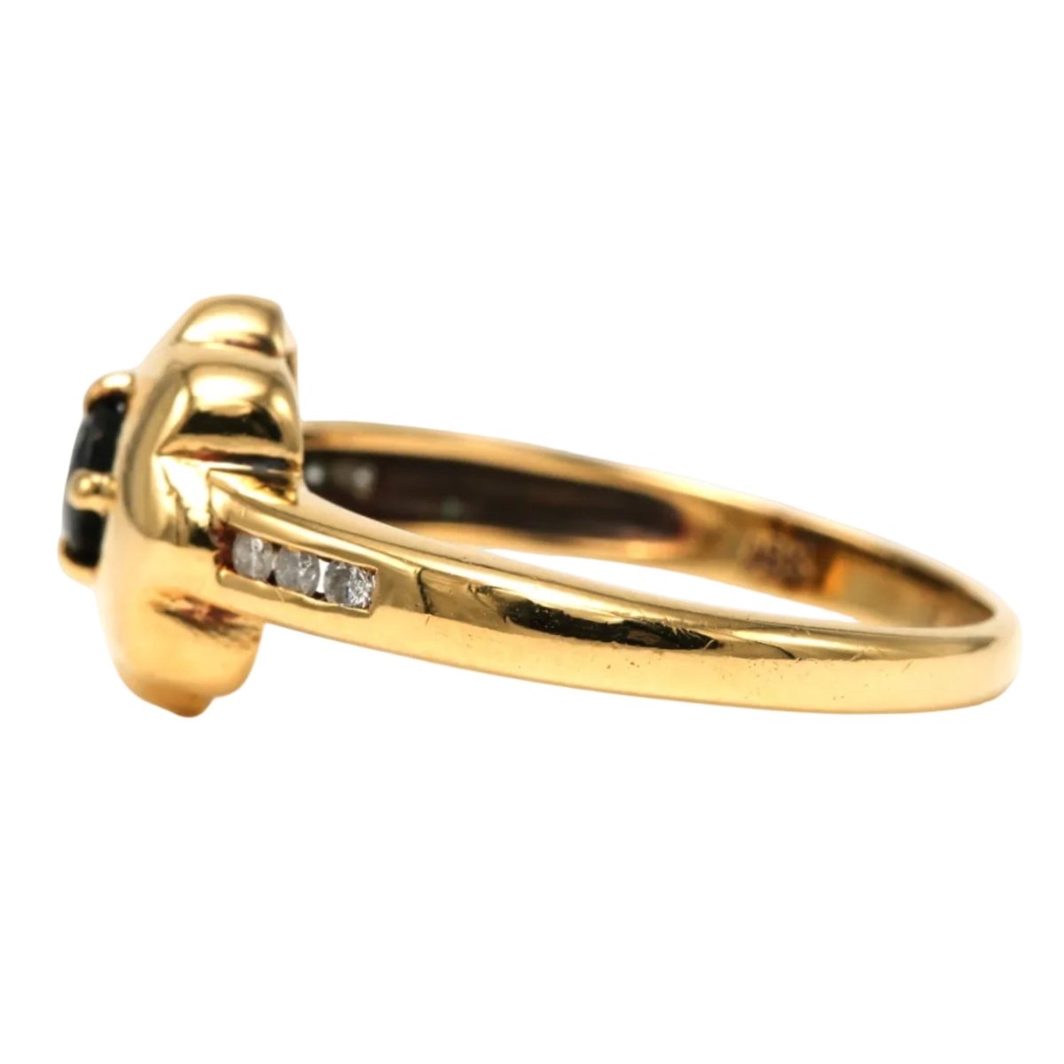 Bague Solitaire en or jaune, saphirs et diamants - Castafiore