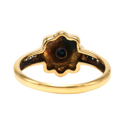 Bague Solitaire en or jaune, saphirs et diamants - Castafiore