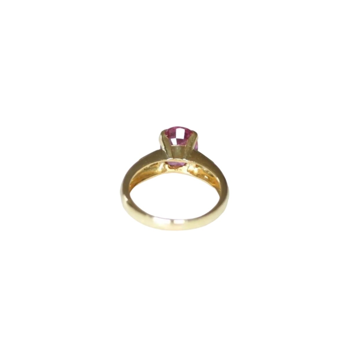 Bague Solitaire en or jaune, tourmaline rose, et diamant - Castafiore
