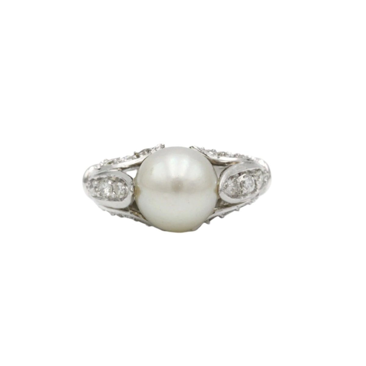 Bague Solitaire en or, perle et diamants - Castafiore