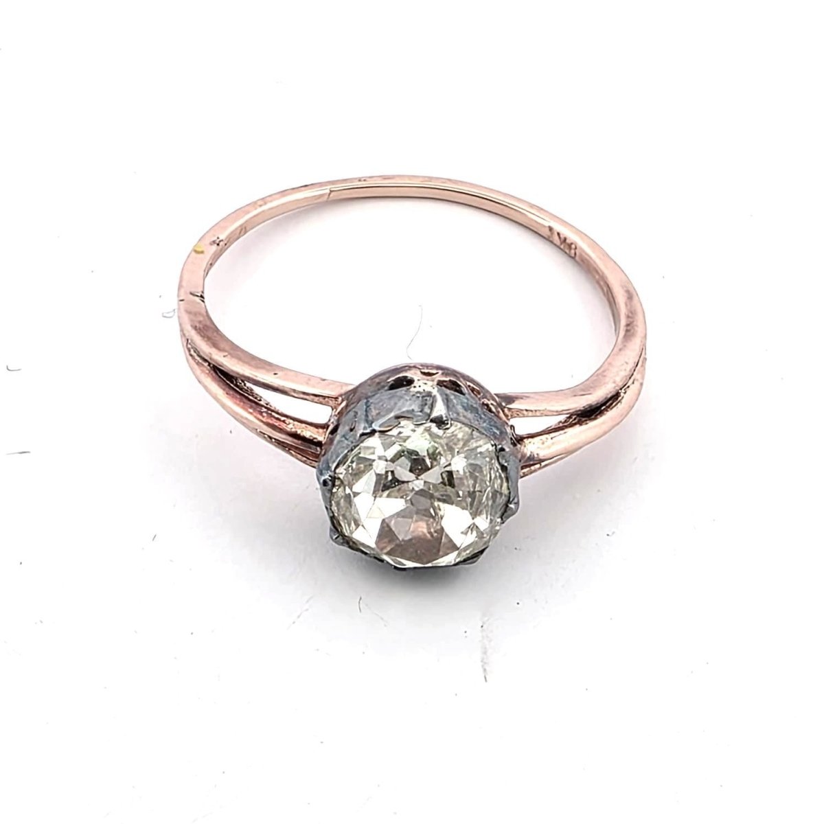 Bague Solitaire en or rose, argent et diamant - Castafiore