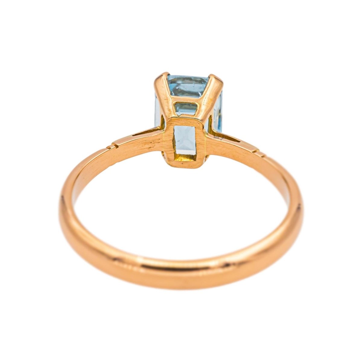Bague Solitaire en or rose et aigue - marine - Castafiore