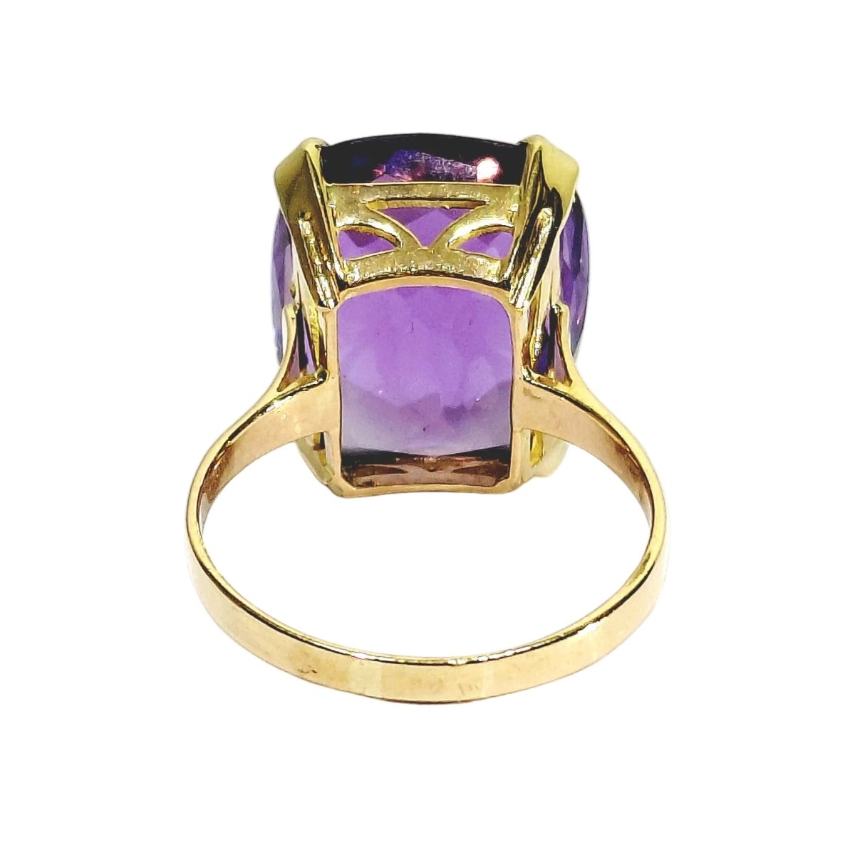 Bague Solitaire en or rose et améthyste - Castafiore