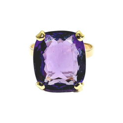 Bague Solitaire en or rose et améthyste - Castafiore