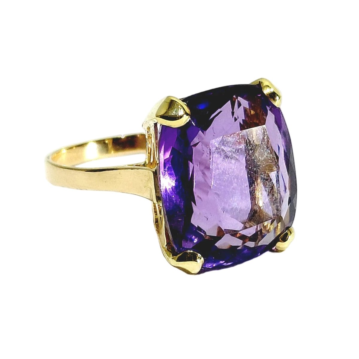 Bague Solitaire en or rose et améthyste - Castafiore