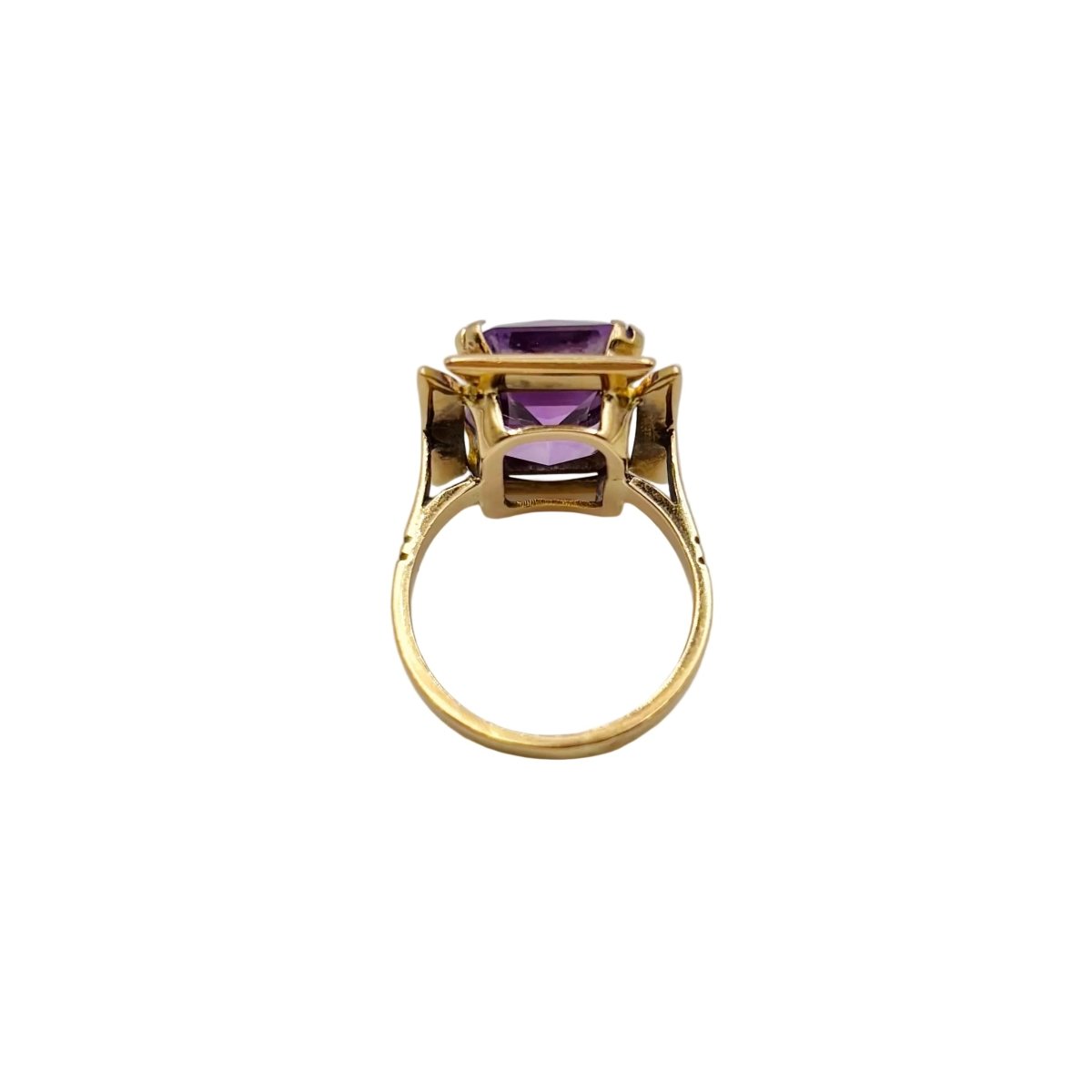 Bague Solitaire en or rose et améthyste - Castafiore