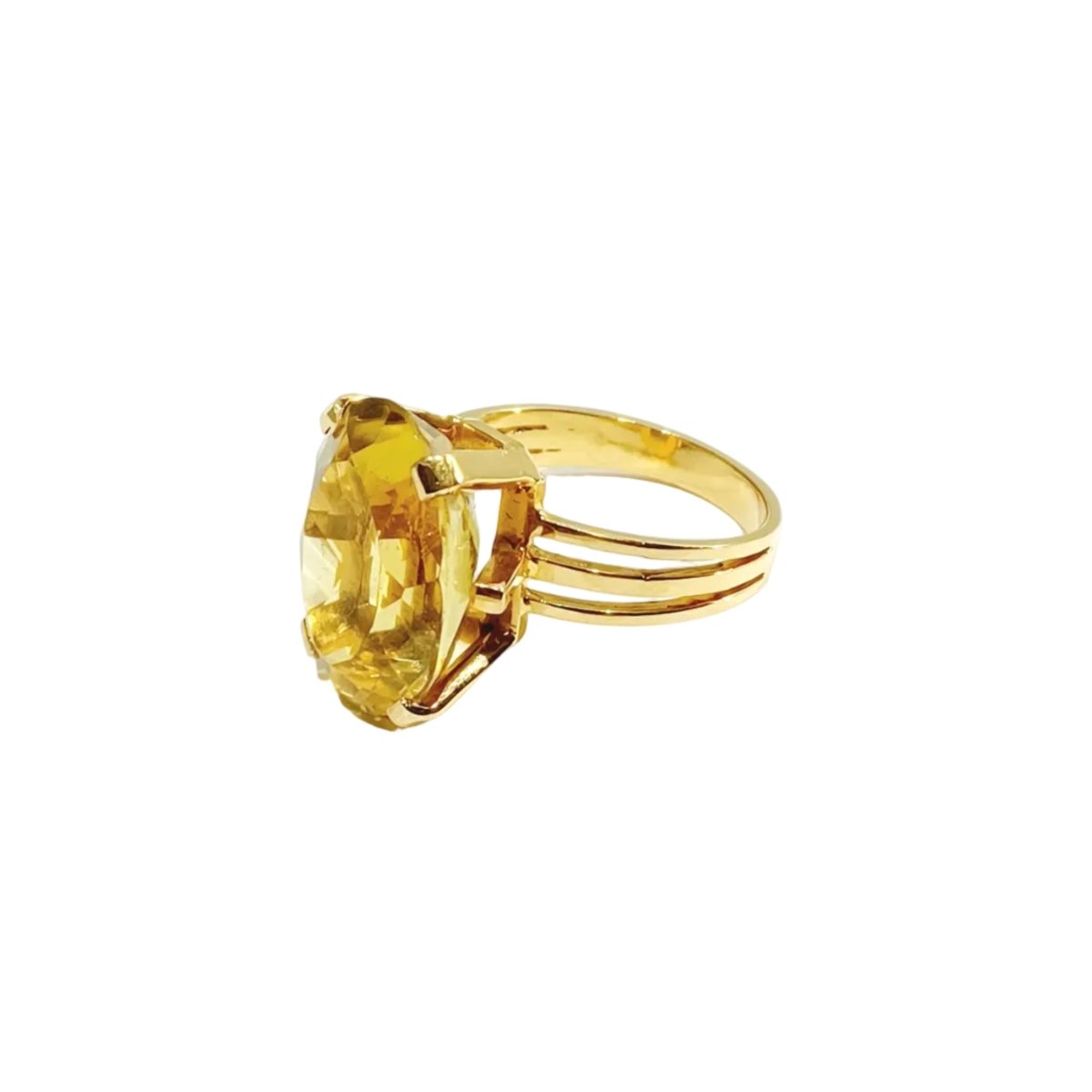 Bague Solitaire en or rose et citrine - Castafiore