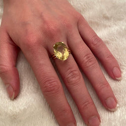 Bague Solitaire en or rose et citrine - Castafiore