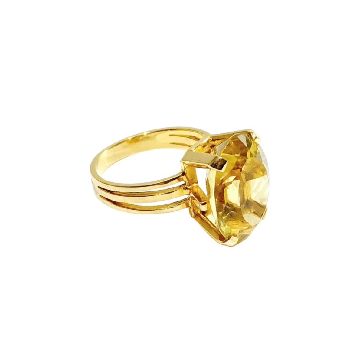 Bague Solitaire en or rose et citrine - Castafiore