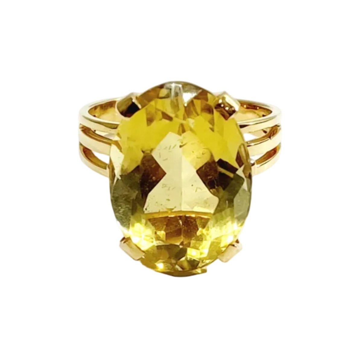 Bague Solitaire en or rose et citrine - Castafiore