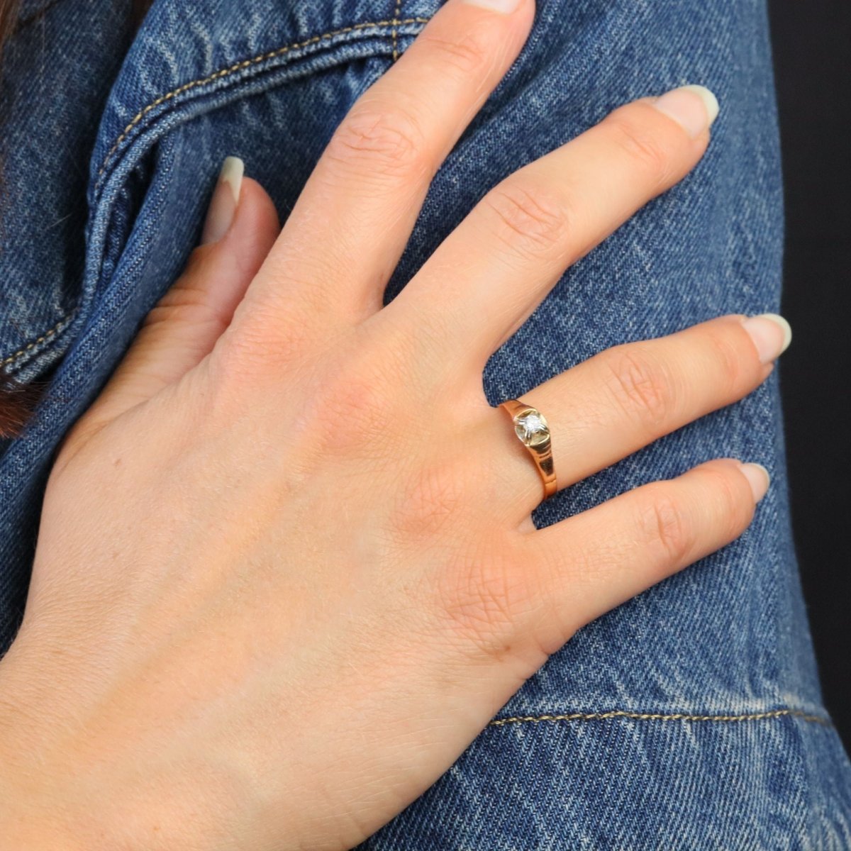 Bague Solitaire en or rose et diamant - Castafiore
