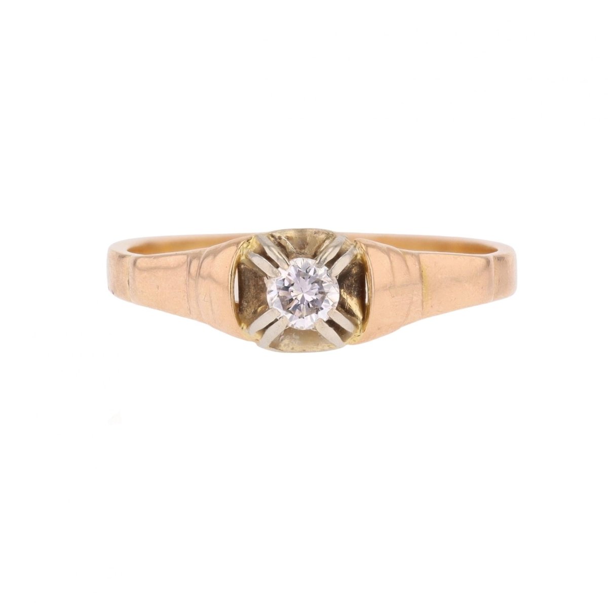 Bague Solitaire en or rose et diamant - Castafiore