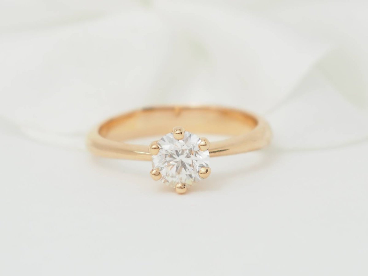 Bague Solitaire en or rose et diamant - Castafiore