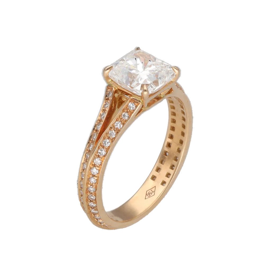 Bague Solitaire en or rose et diamants - Castafiore