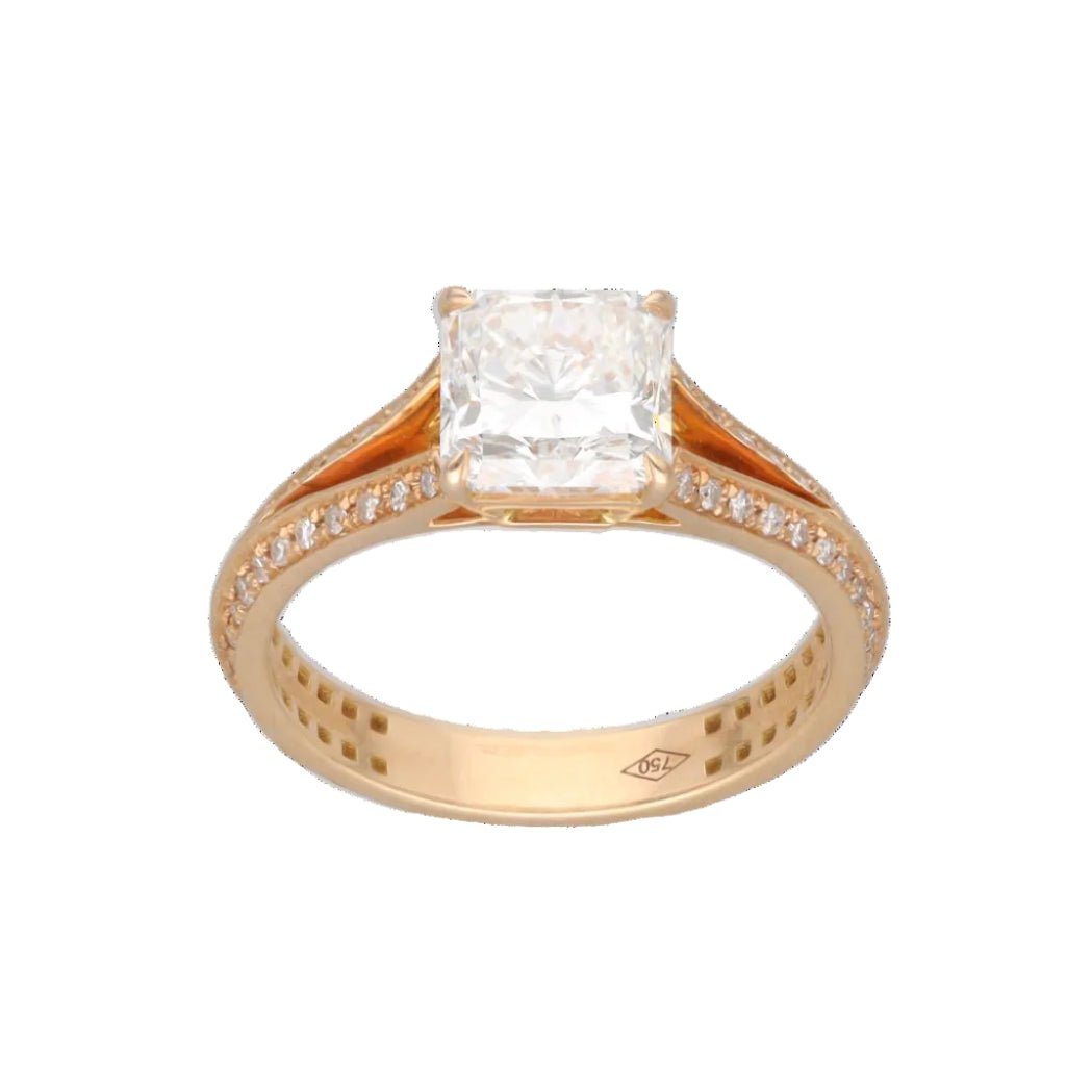Bague Solitaire en or rose et diamants - Castafiore