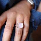 Bague Solitaire en or rose et pierre semi - précieuse - Castafiore