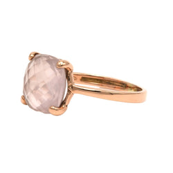 Bague Solitaire en or rose et quartz - Castafiore