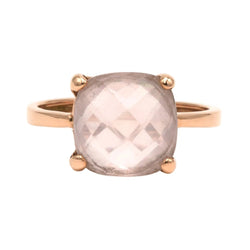 Bague Solitaire en or rose et quartz - Castafiore
