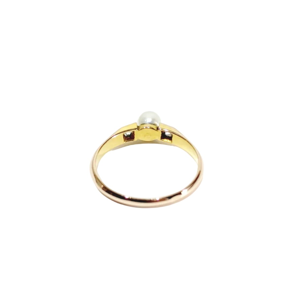 Bague Solitaire en or rose, perle et diamants - Castafiore
