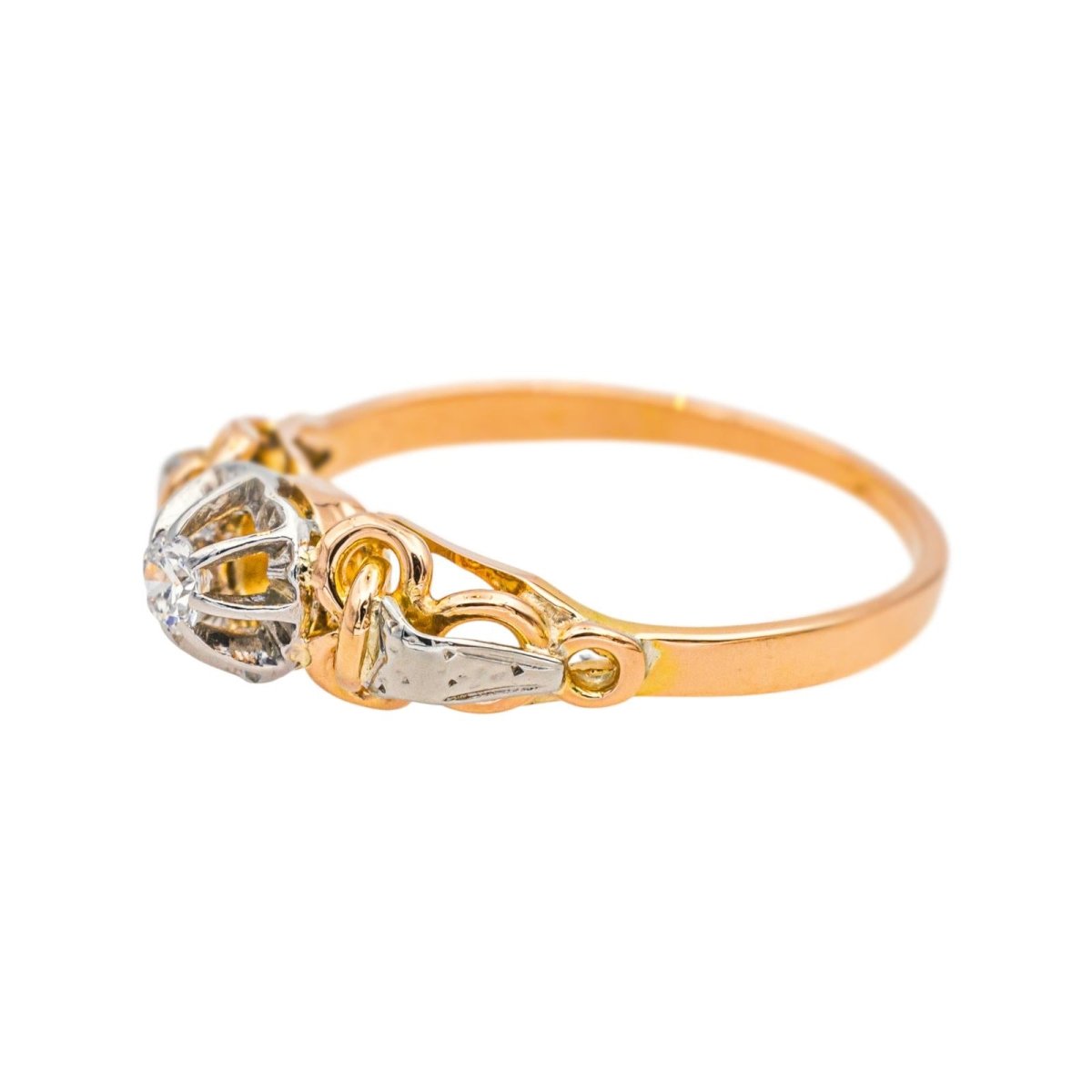 Bague Solitaire en or rose, platine et diamant - Castafiore