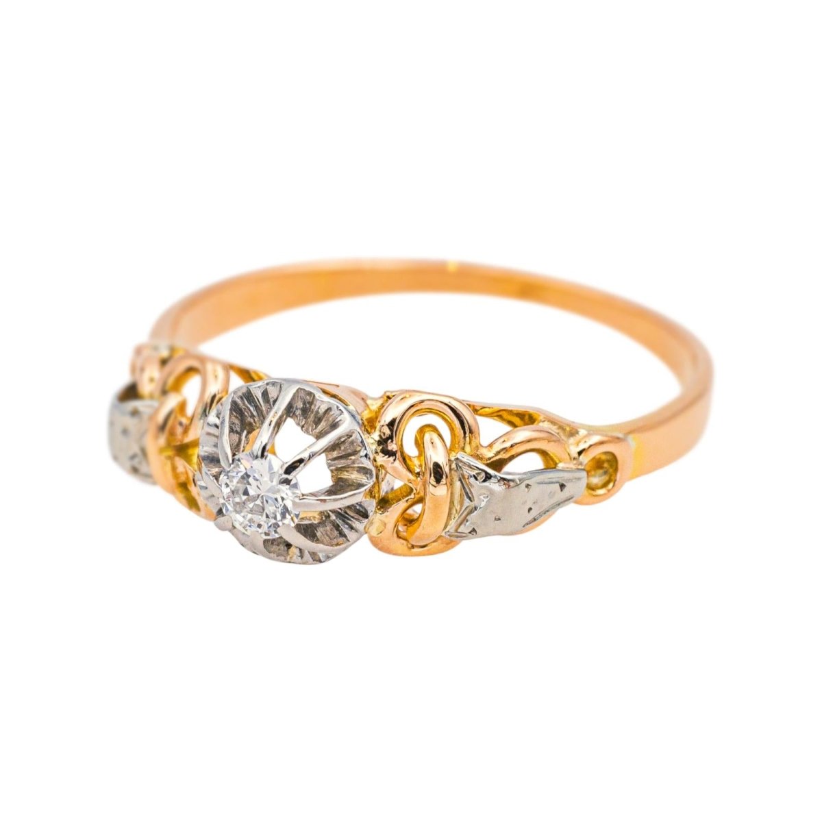 Bague Solitaire en or rose, platine et diamant - Castafiore