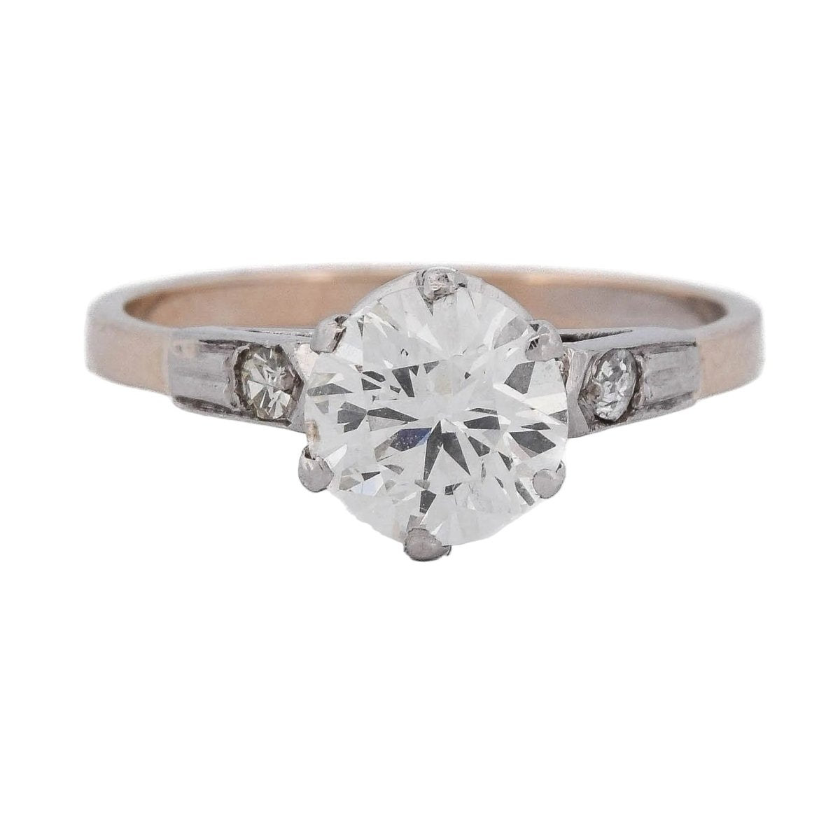 Bague Solitaire en or rose, platine et diamants - Castafiore