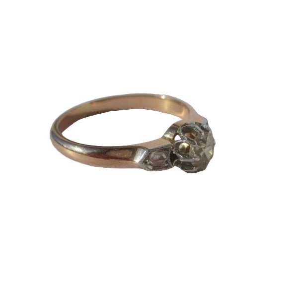 Bague Solitaire en or rose, platine et diamants - Castafiore