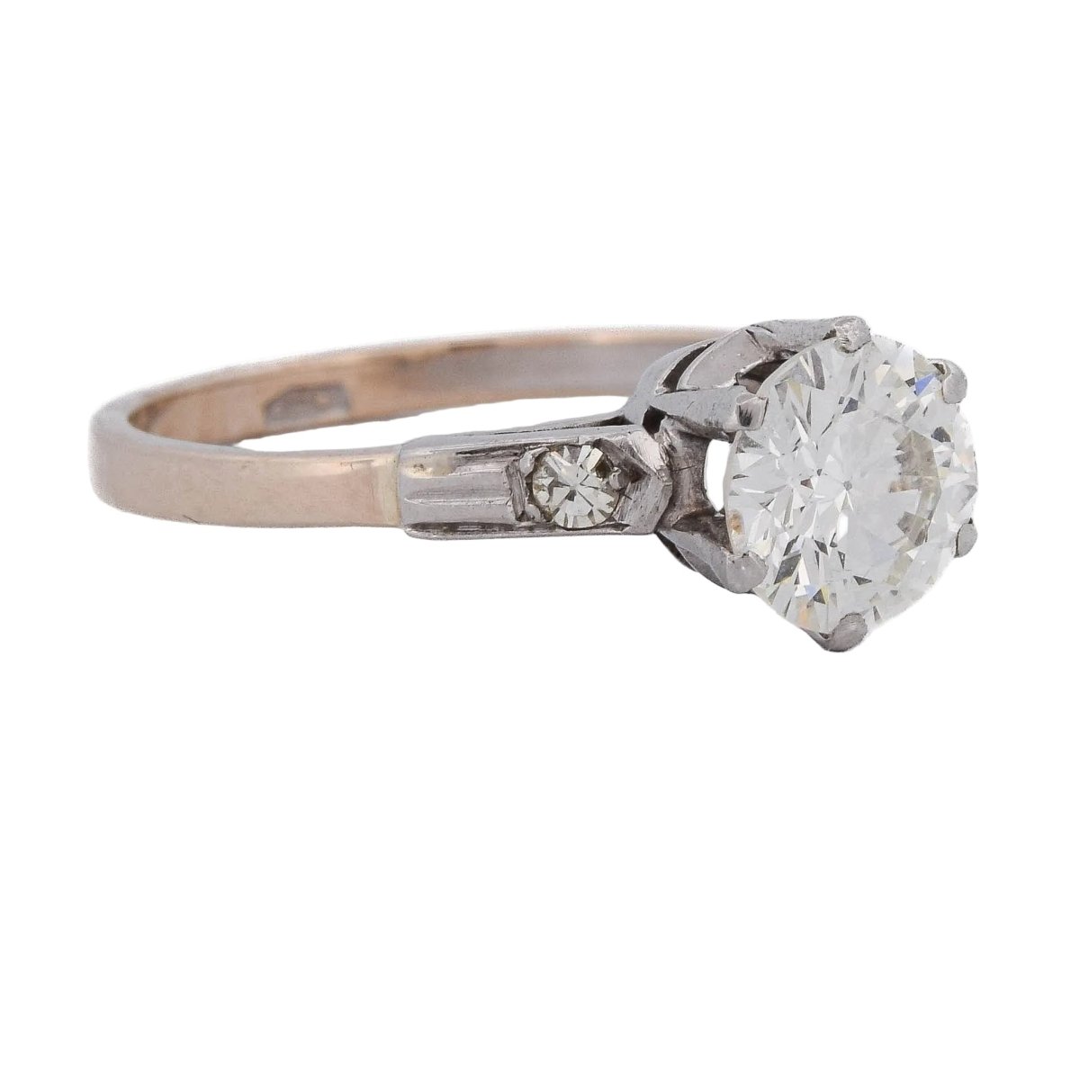 Bague Solitaire en or rose, platine et diamants - Castafiore