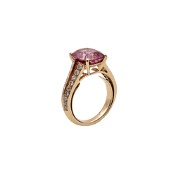 Bague Solitaire en or rose, spinelle et diamants - Castafiore