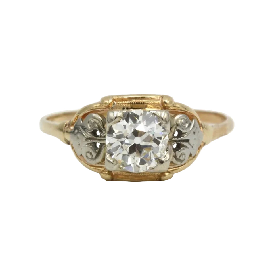 Bague solitaire en ors de couleurs et diamant - Castafiore