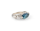 Bague solitaire en platine, diamants, et tourmaline - Castafiore