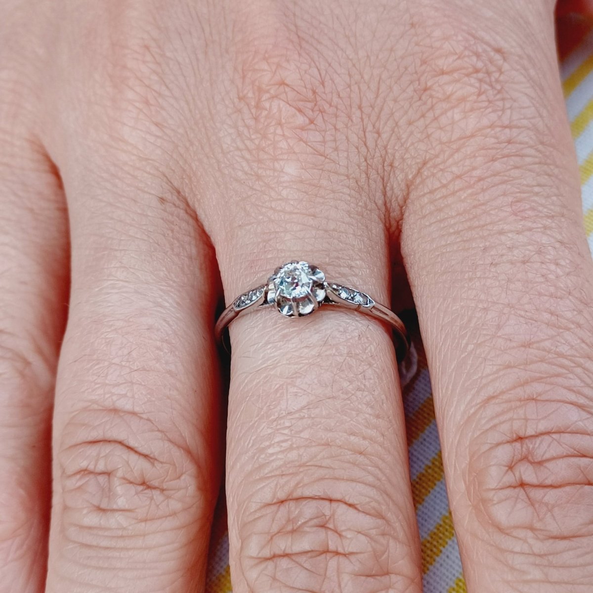 Bague Solitaire en platine et diamants - Castafiore