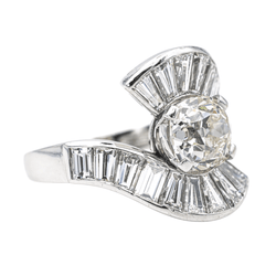 Bague Solitaire en platine et diamants - Castafiore